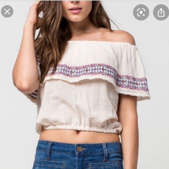 Billabong Off The Shoulder Crop Top - Picture 1 of 5